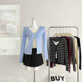 BXOXO - summer inspo Autumn Fake Two-Piece Sweater Women Solid Color Knitted Top Long-Sleeved Pullover Fashion Casual Versatile Slim Fit Female Tops